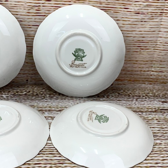 Tuscan Fine English‎ Bone China Saucers Bouquet Floral Gold Trim Set of 6 - Picture 9 of 11